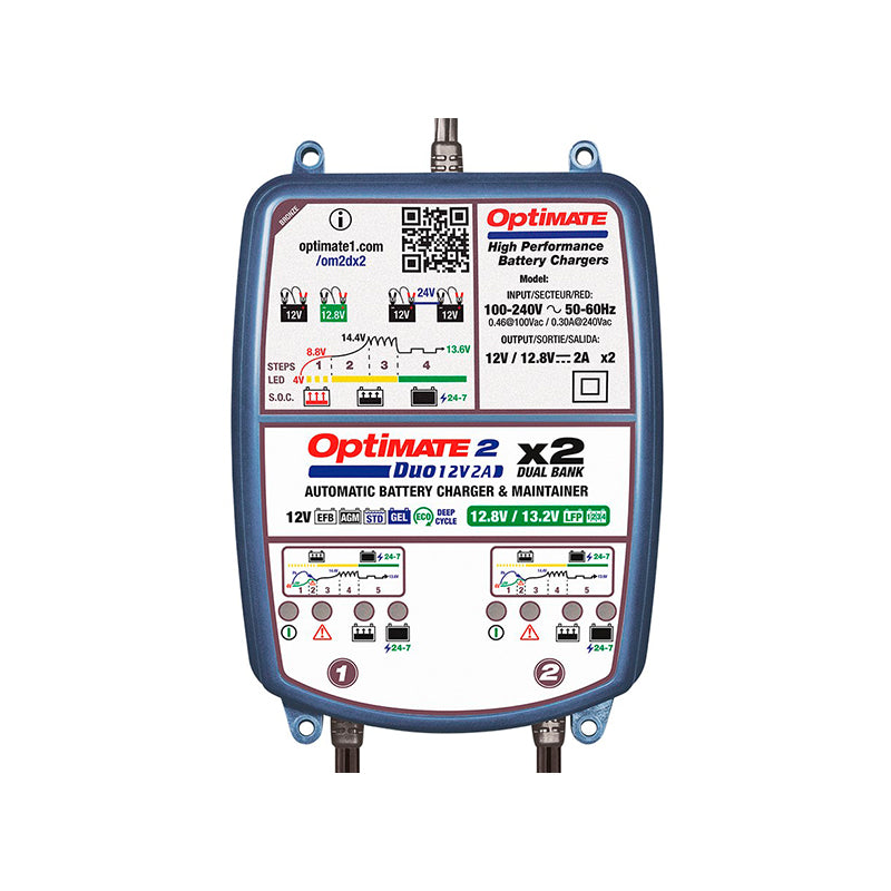 OptiMate Cargador y Mantenedor De Batería 2 DUO X 2 BANK